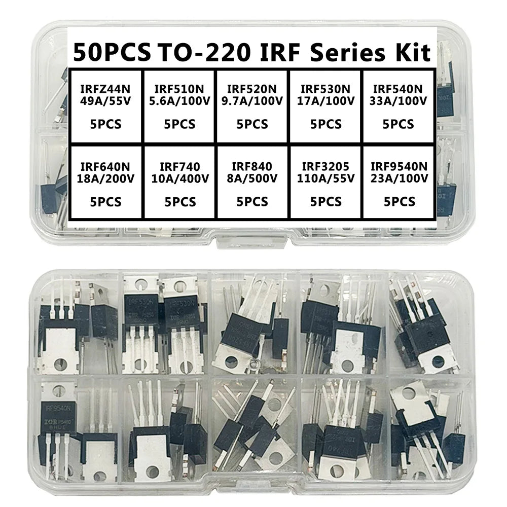 50PCS TO-220 MOSFET Power Transistor Kit – IRF Series Assortment