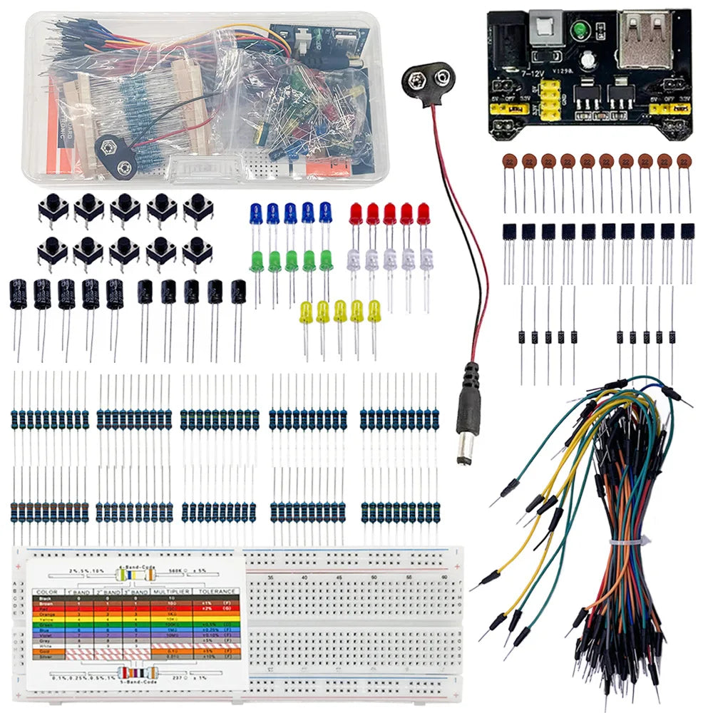 830-Hole Breadboard Kit – Arduino UNO R3, LED & Resistors