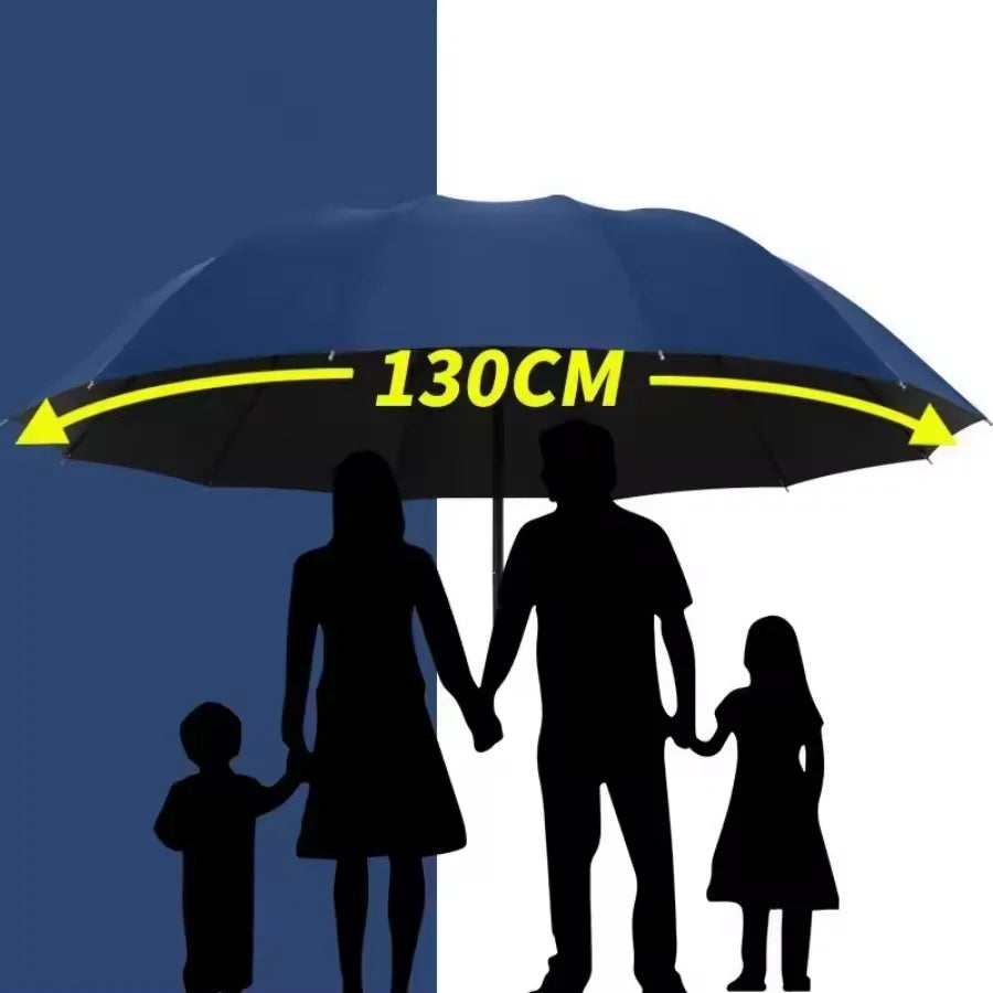 130cm Extra-Large Windproof Folding UV Umbrella | Sun & Rain