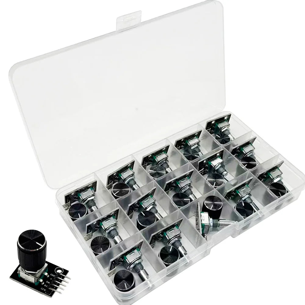 15PCS KY-040 Rotary Encoder Module Kit with Knob Caps – Arduino