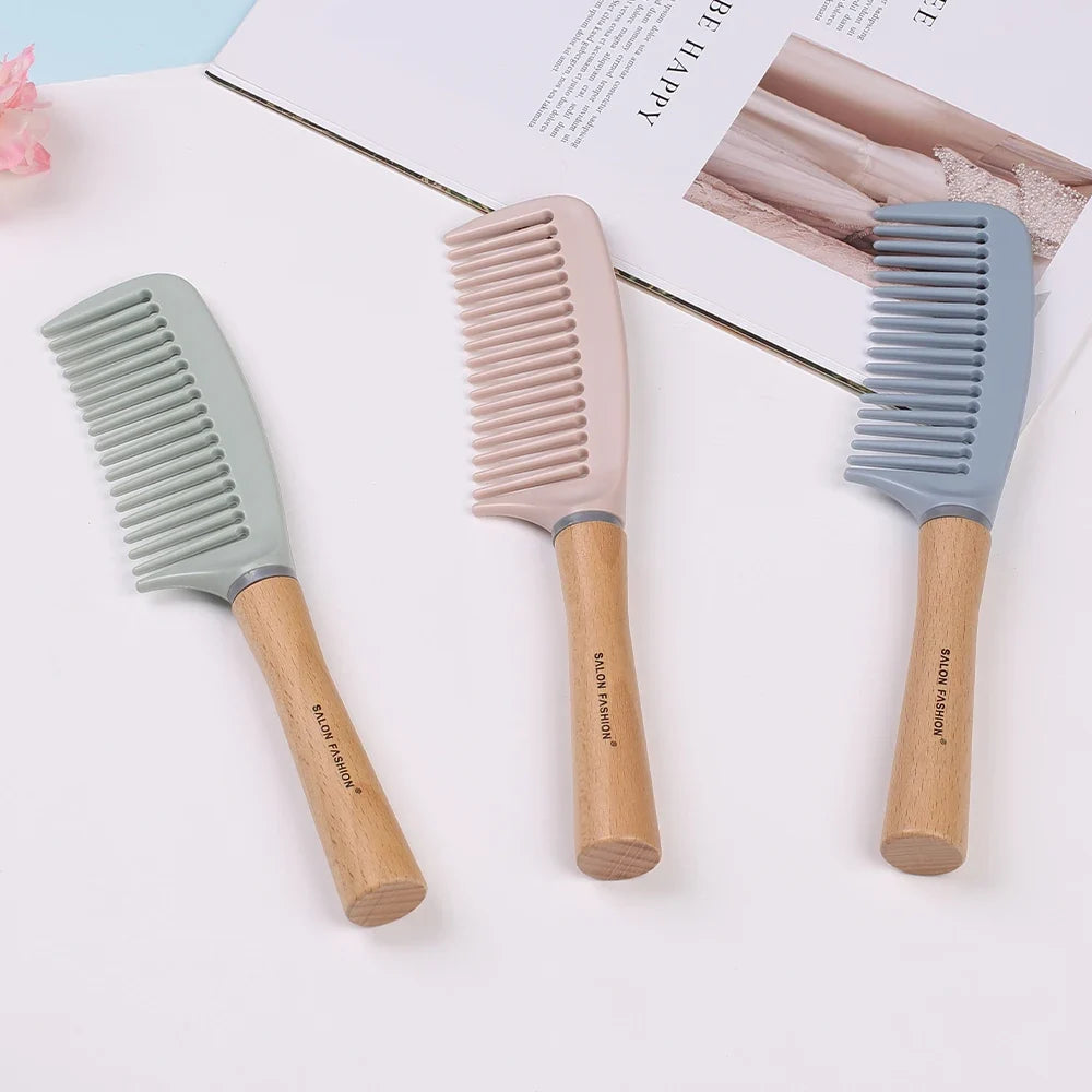 Wooden Handle Anti-Static Air Cushion Hair Brush & Comb