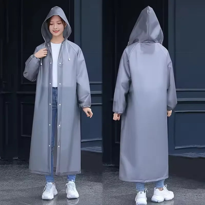 EVA Waterproof Hooded Raincoat – Unisex Long Rain Jacket