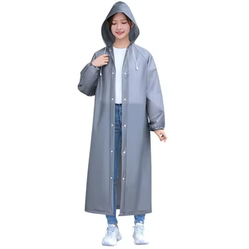 EVA Waterproof Hooded Raincoat – Unisex Long Rain Jacket