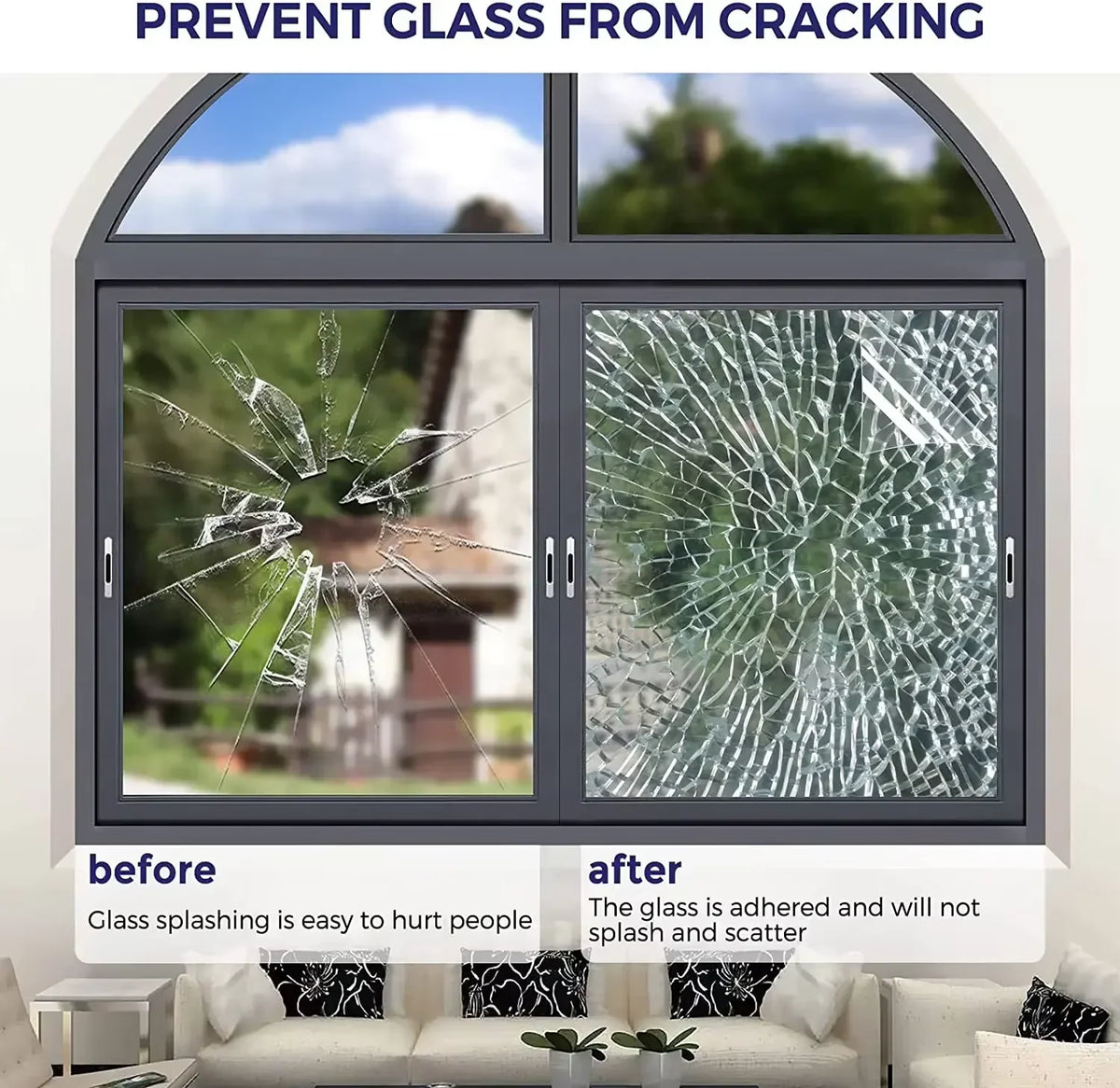Shatterproof Safety Window Film – Clear Self-Adhesive PET