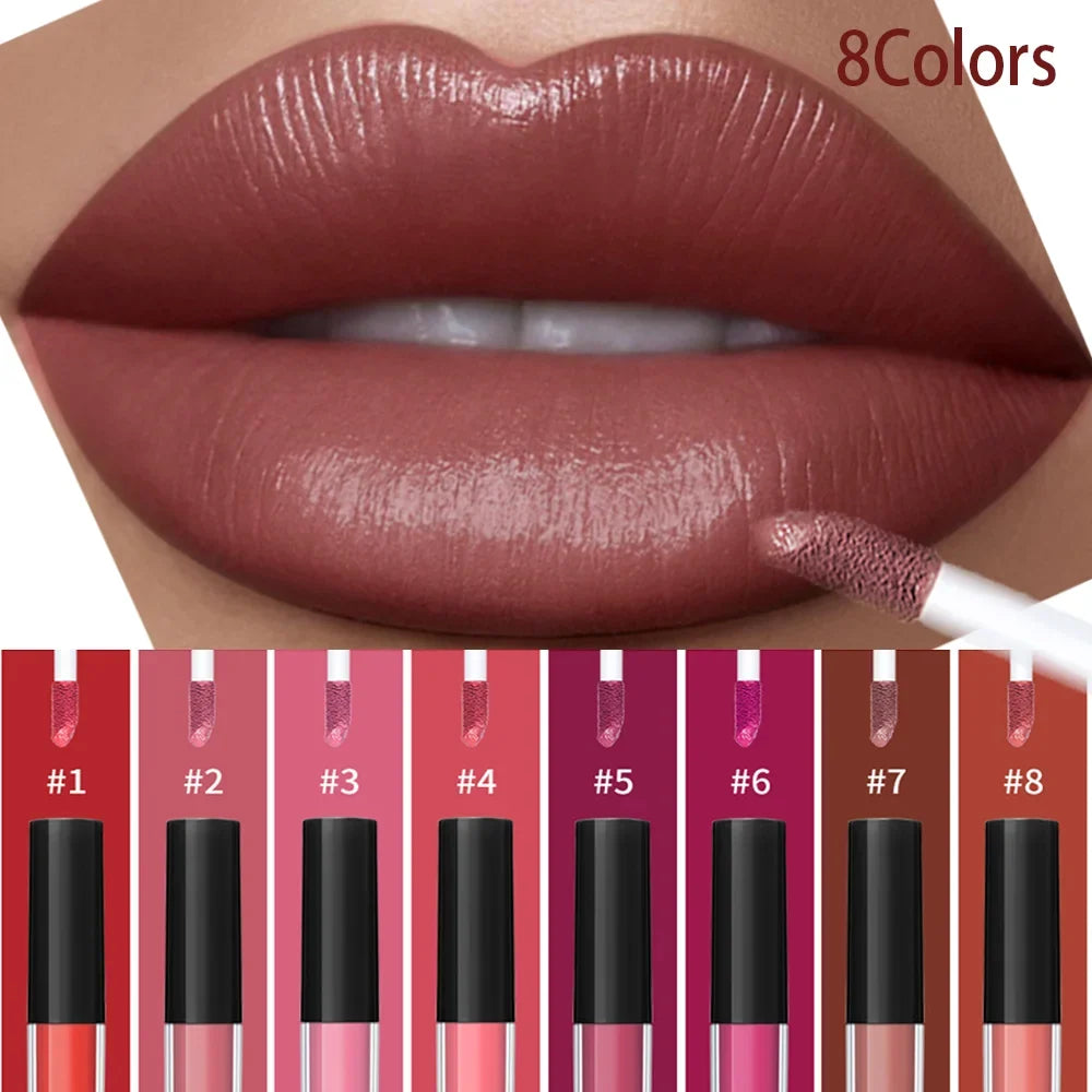 Waterproof Lip Gloss Set – 8 Shades, Vitamin E & Shea Butter