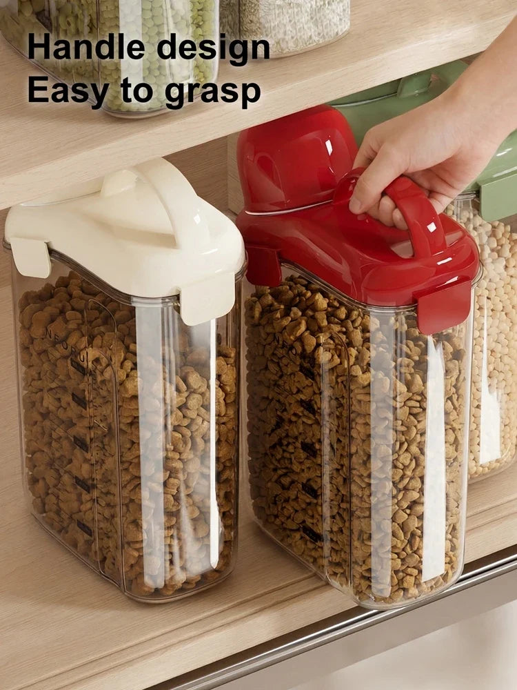 Pet Food Storage Container Airtight Dog Cat Bin Lid Handle Pour Spout