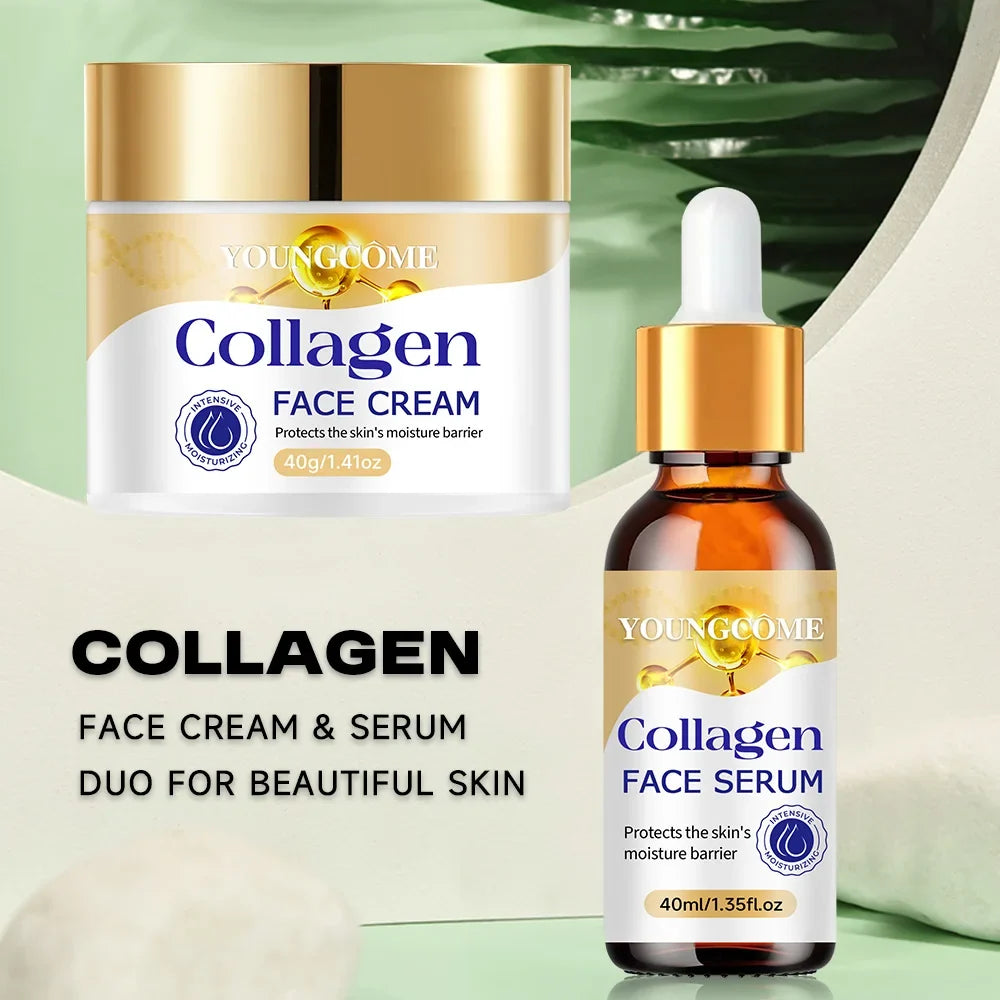 YOUNGCOME Collagen Cream & Serum Set – Vitamin E Moisturizing