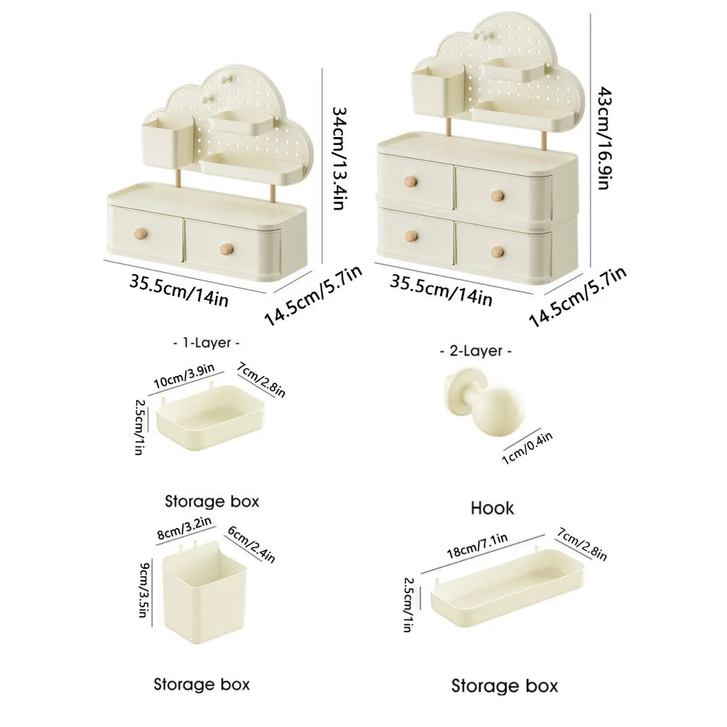 Desk Organizer Cloud-shaped Multi-compartment Expandable Plastic