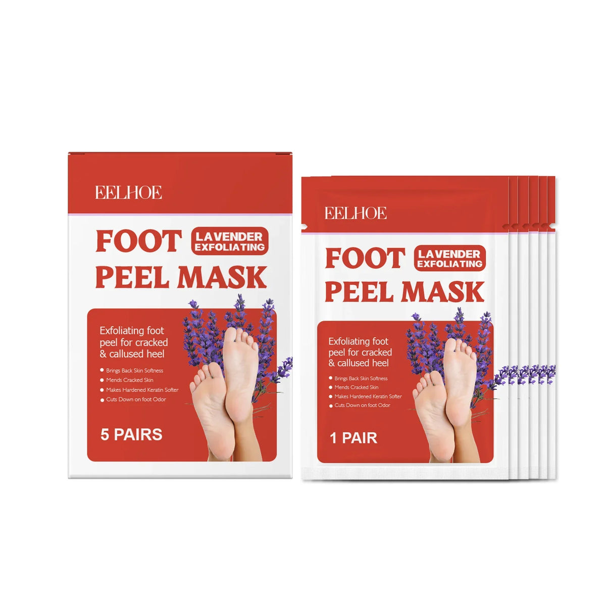 Eelhoe Lavender Foot Peel Mask – Exfoliating Foot Mask 5 Pairs