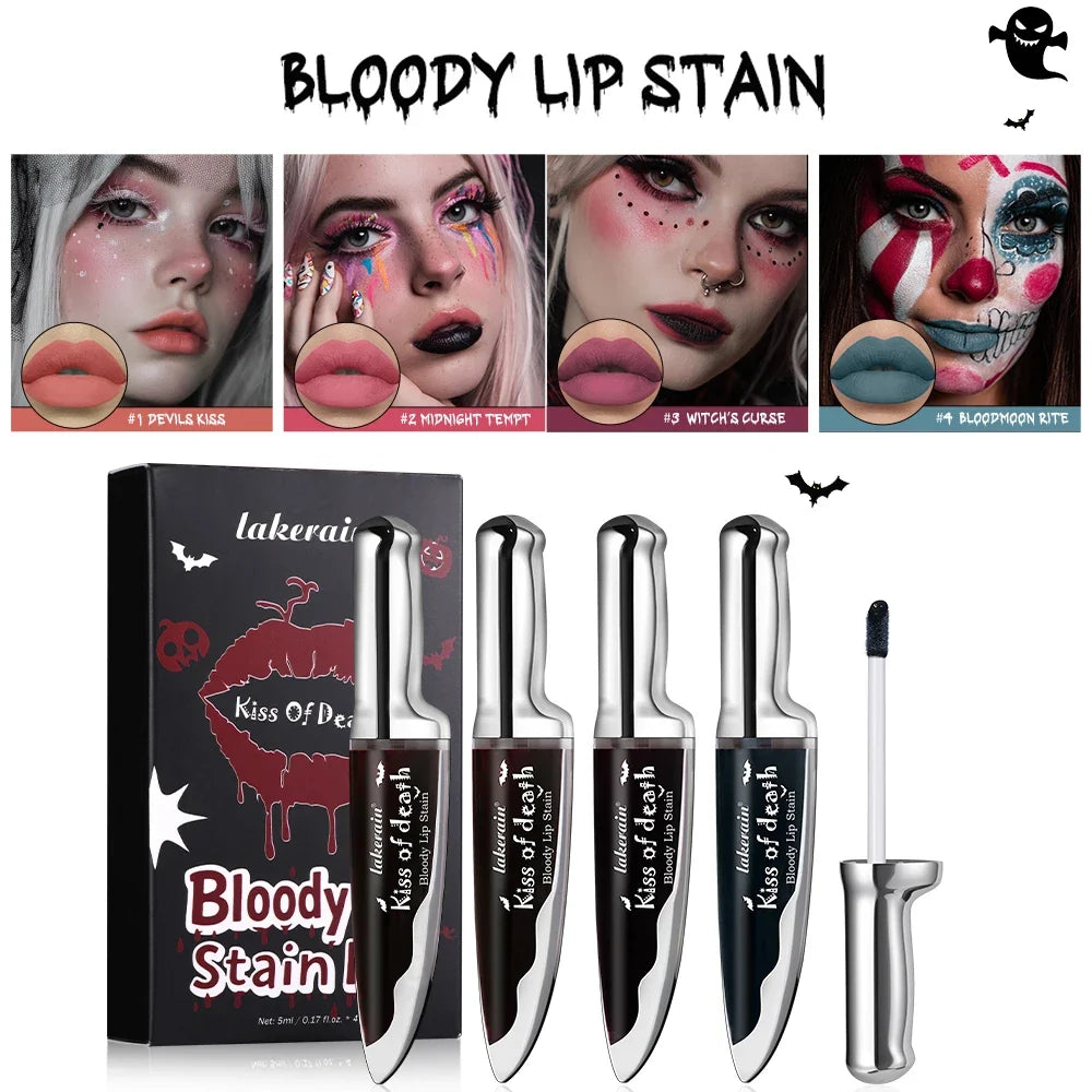 Kiss of Death Gothic Lip Stain Kit – 4 Matte Shades | Lakerain