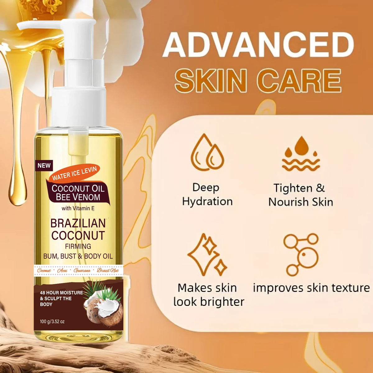 Brazilian Coconut Firming Body Oil | Acai, Guarana & Hyaluronic Acid