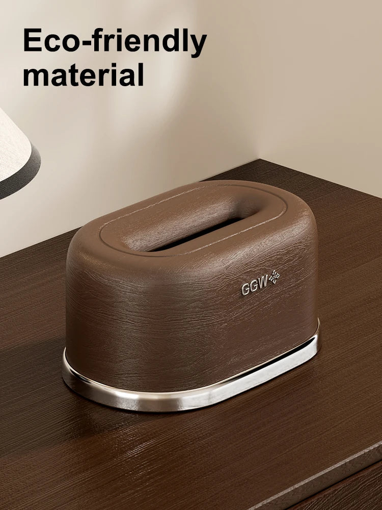 Wood-grain Design Plastic Tissue Box Desktop Holder Perfect As Home
