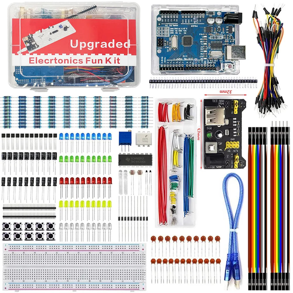 Arduino UNO R3 DIY Learning Kit – Breadboard, LED & Cables