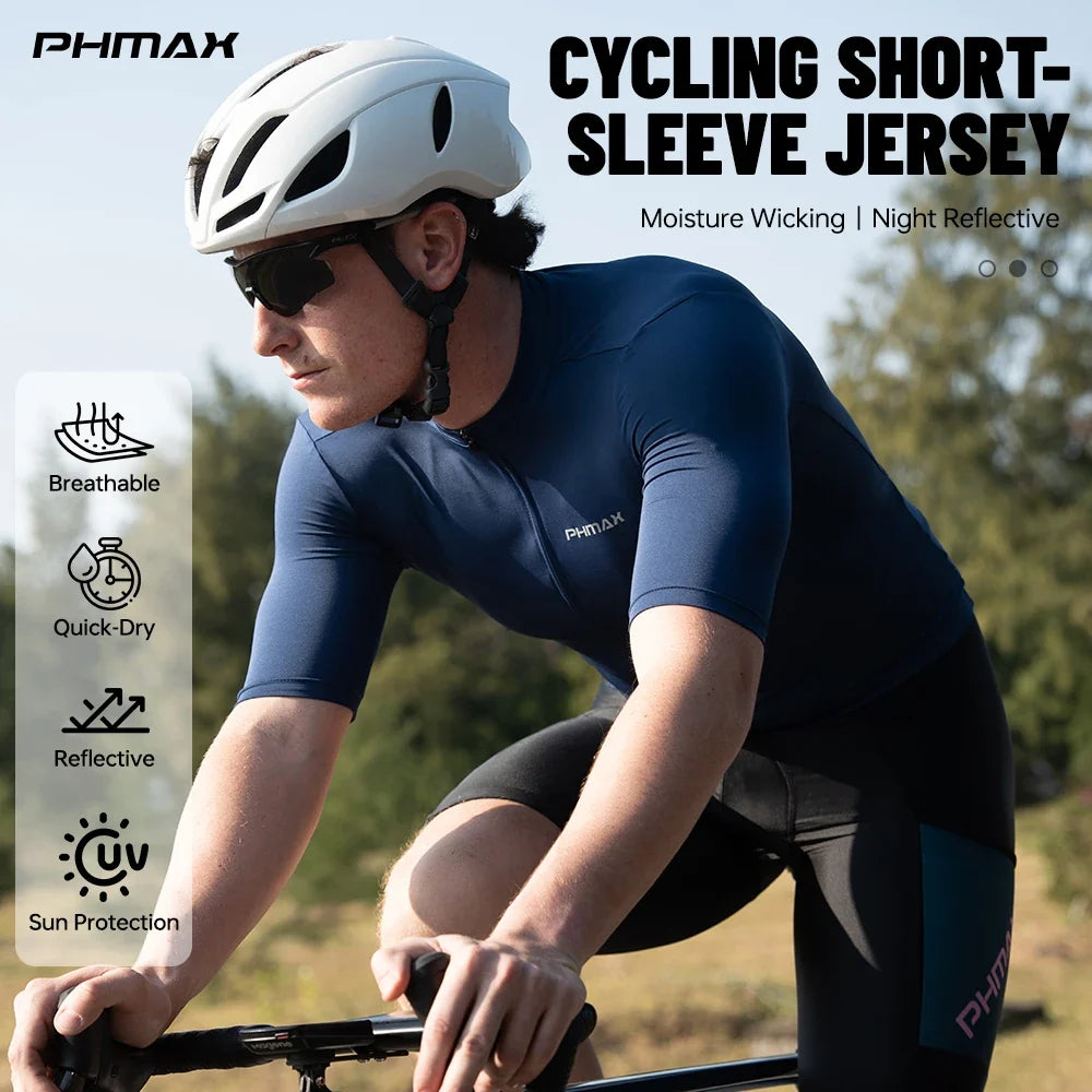 PHMAX Men's Short Sleeve Cycling Jersey – MTB & Road Bike