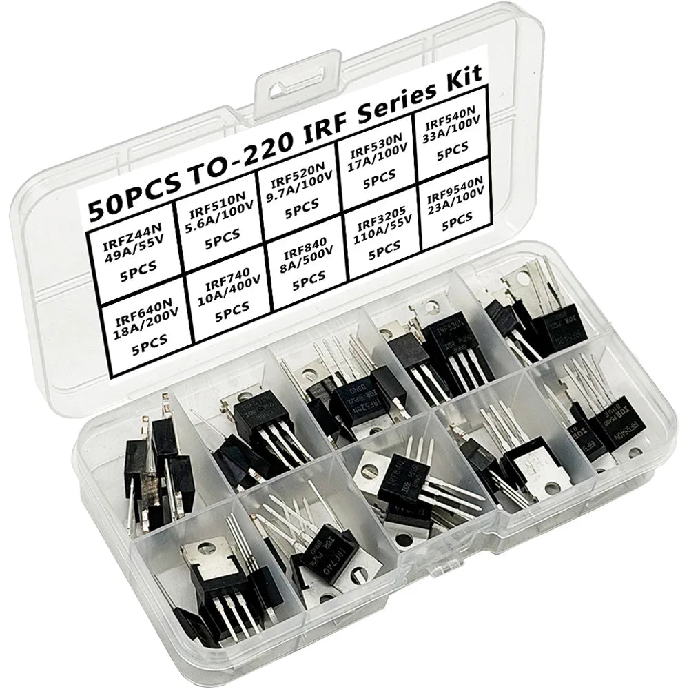 50PCS TO-220 MOSFET Power Transistor Kit – IRF Series Assortment