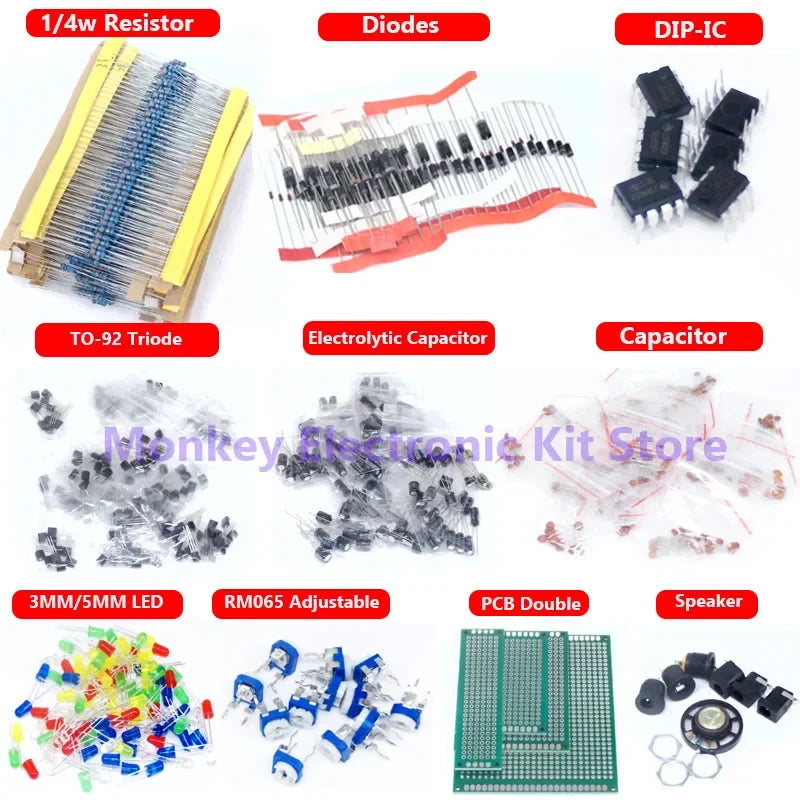 1900PCS Electronic Component Kit – Resistors, Capacitors & More