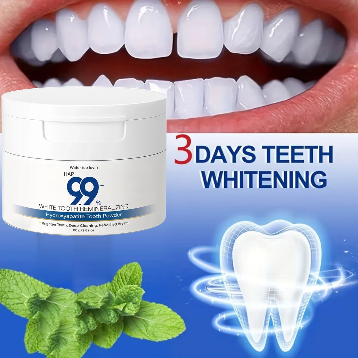 Hydroxyapatite Tooth Powder – Charcoal, Hyaluronic Acid & Collagen