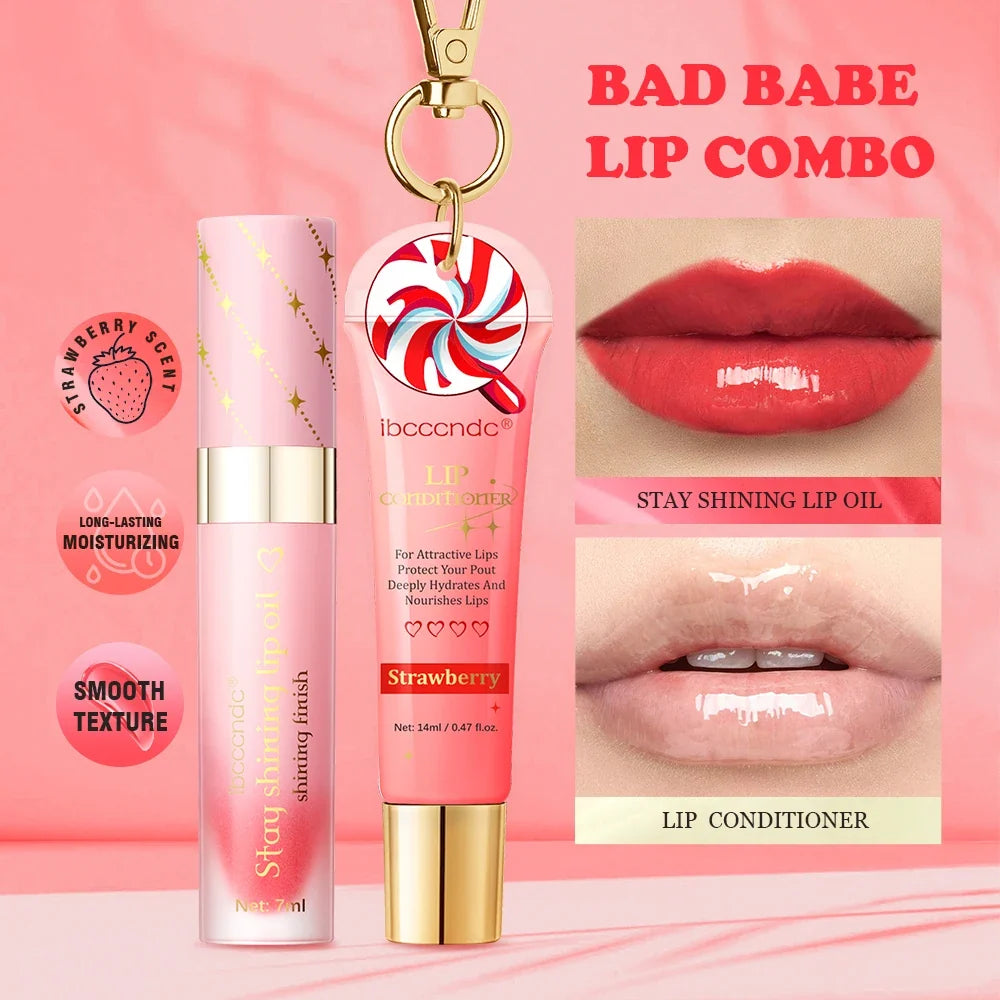 ibcccndc Tinted Lip Oil & Conditioner Duo | Glossy Plumper Set