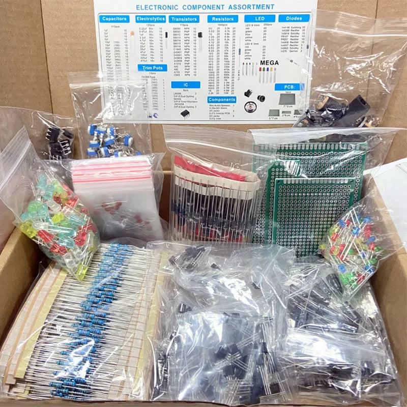 1900PCS Electronic Component Kit – Resistors, Capacitors & More