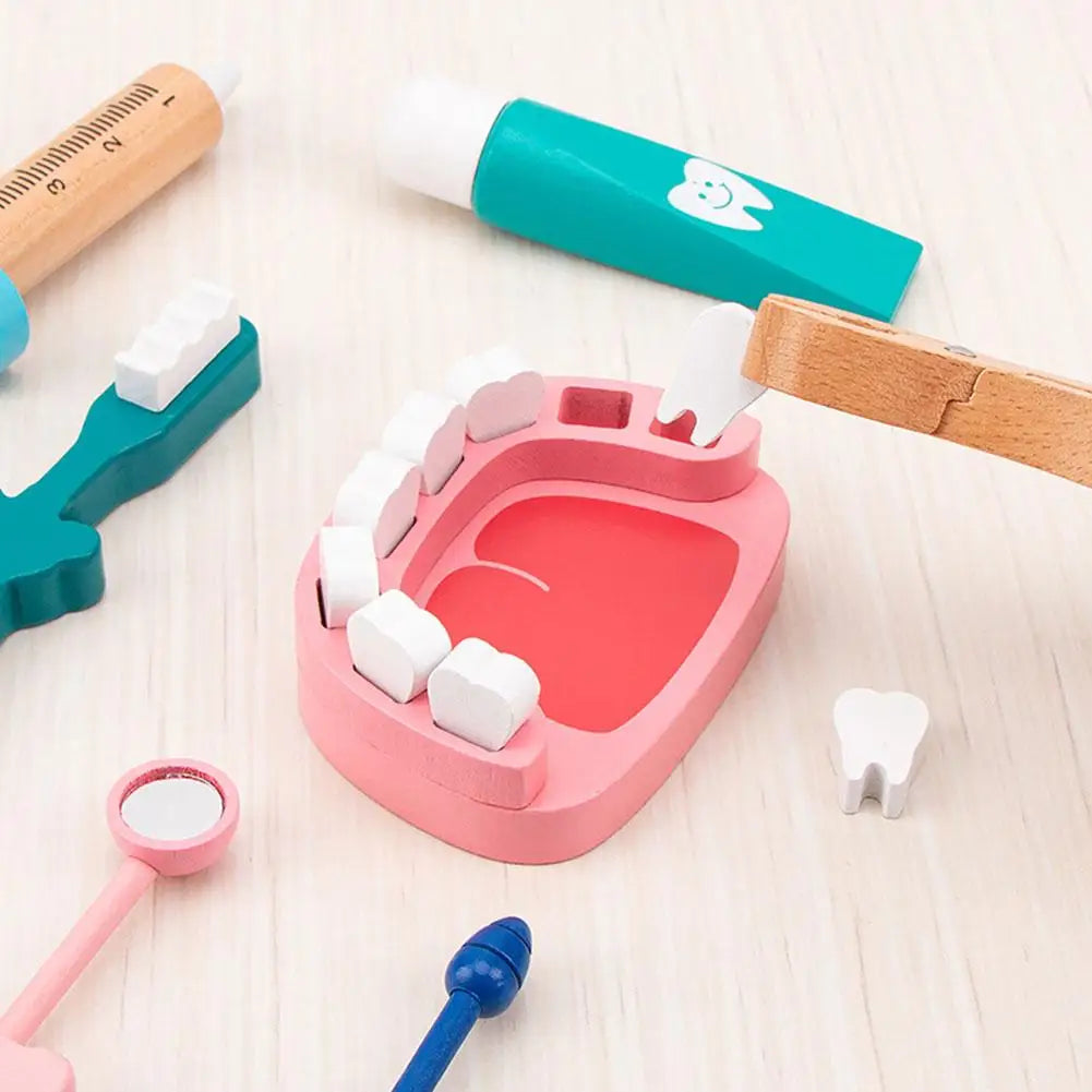 Dentist Play Cosplay Doctor Wooden Toy Gifts Kids Interest Simulation