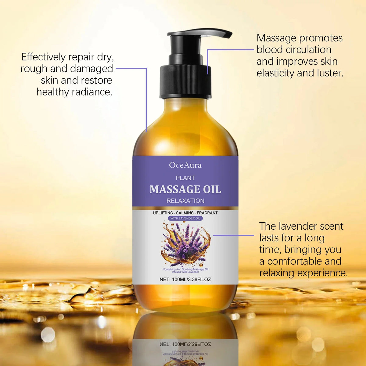 100ml Lavender Body Massage Oil – Moisturizing & Soothing