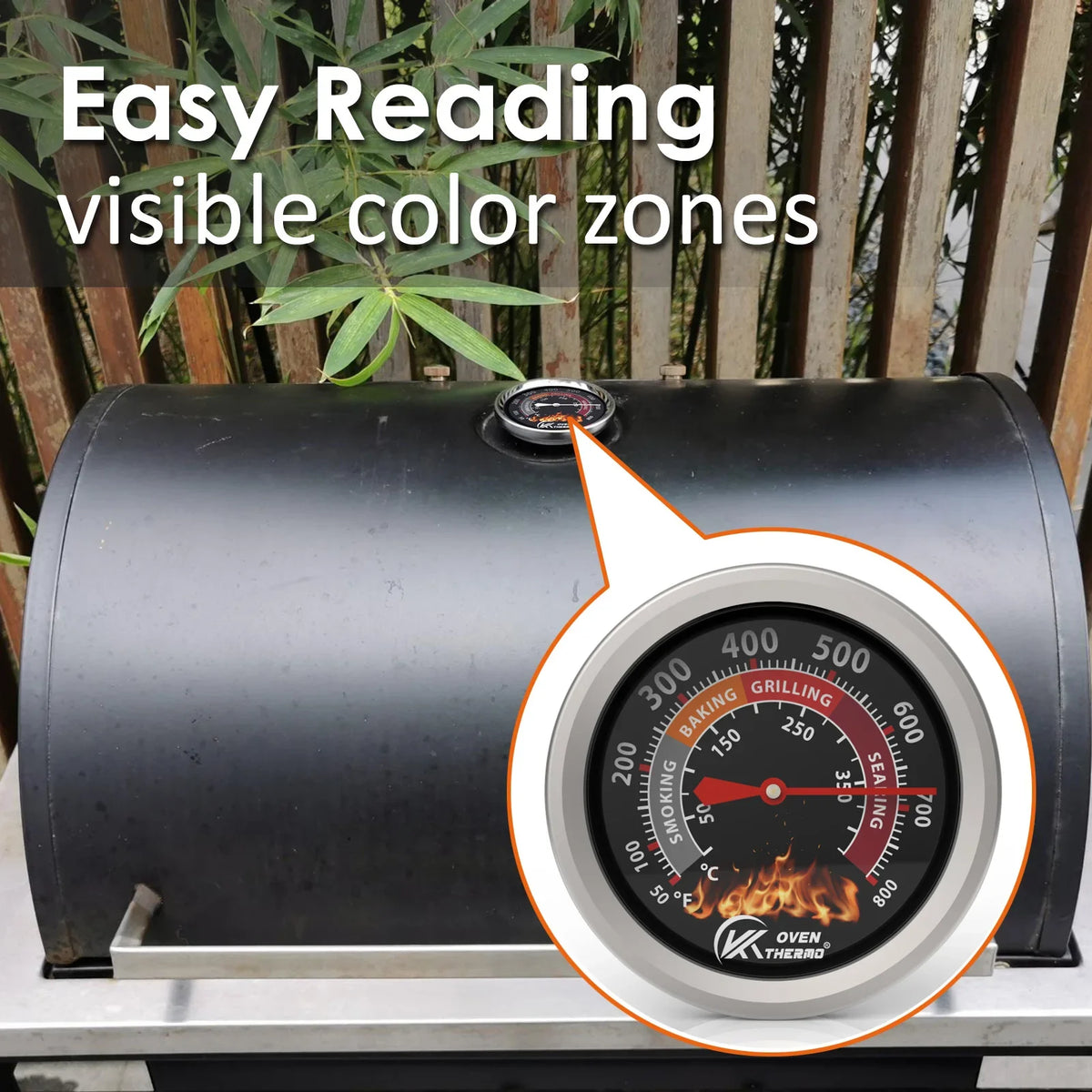 BBQ Grill Thermometer – Dual Scale 50–800°F Oven Temp Gauge