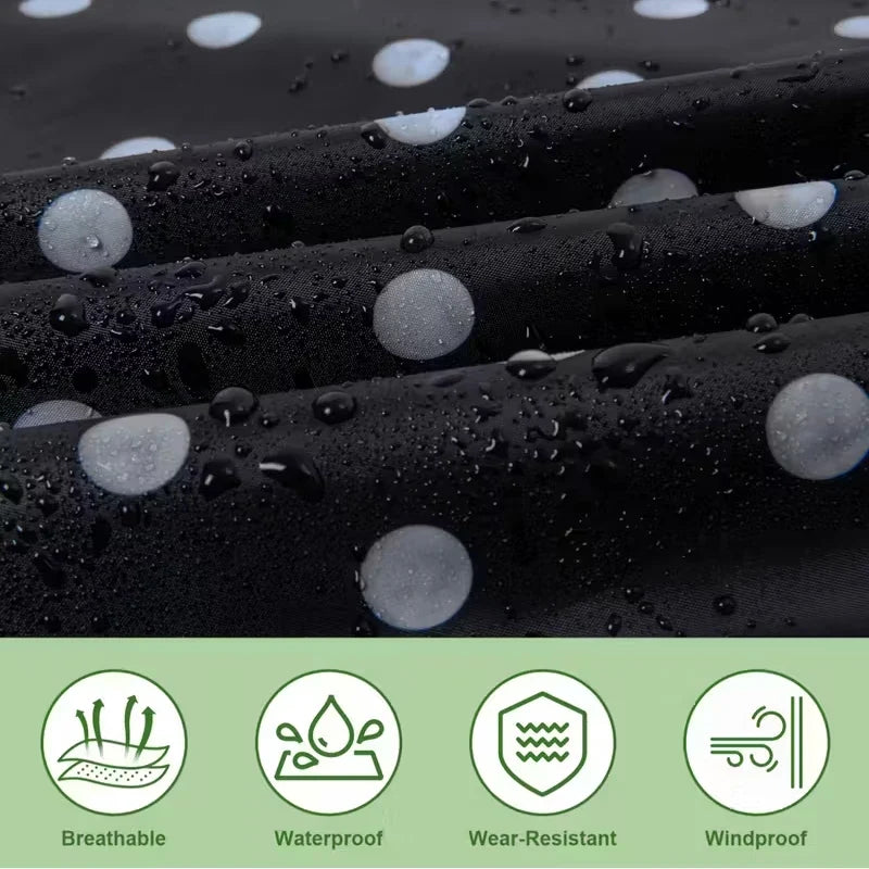 Unisex Zip-Up Rain Poncho | Polka Dot Waterproof Outdoor Coat