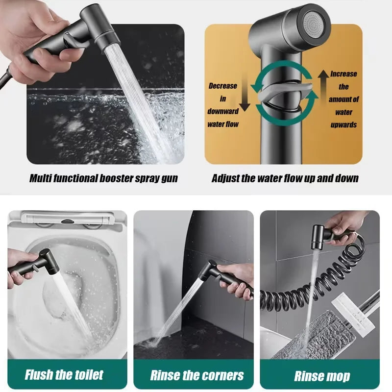 2-Pack Telescopic Handheld Bidet Sprayer Kit | Chrome ABS
