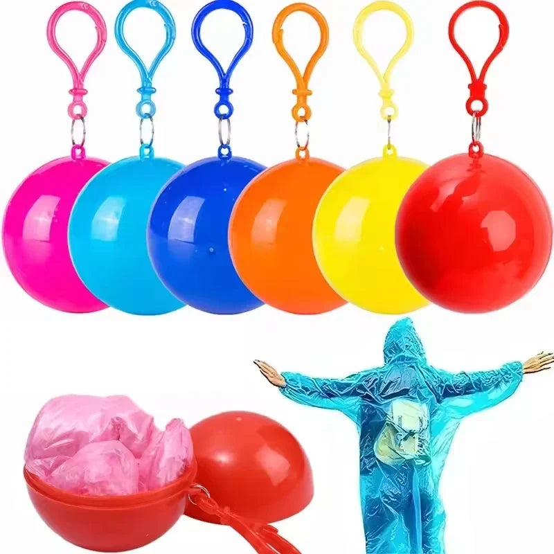 Portable Disposable Raincoat with Keychain Ball | Adult Poncho