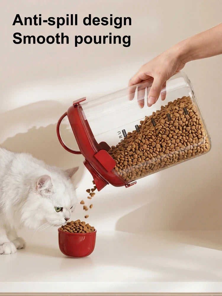 Pet Food Storage Container Airtight Dog Cat Bin Lid Handle Pour Spout