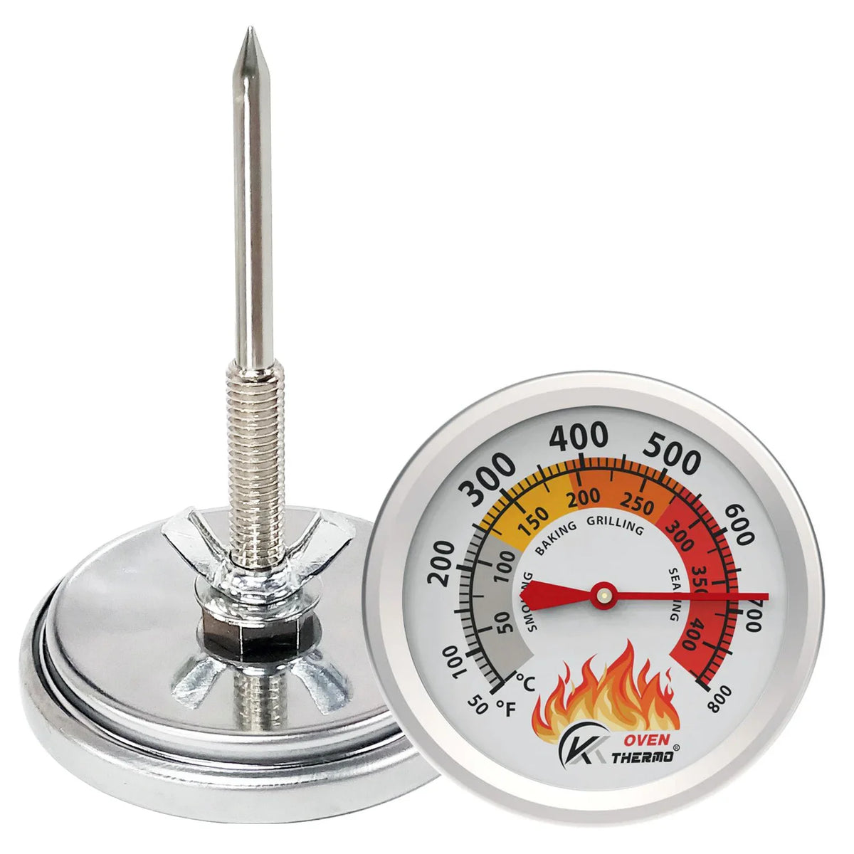 BBQ Grill Thermometer – Dual Scale 50–800°F Oven Temp Gauge