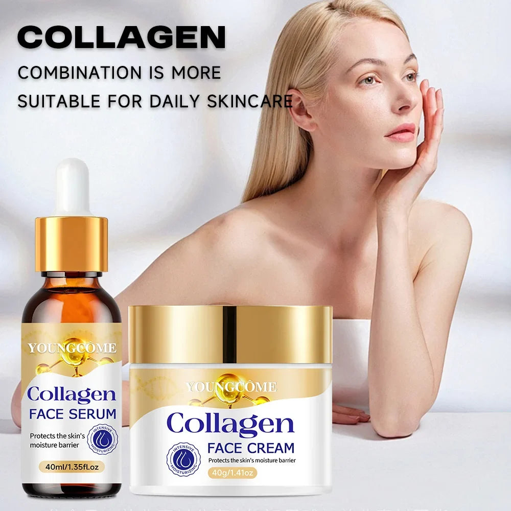 YOUNGCOME Collagen Cream & Serum Set – Vitamin E Moisturizing