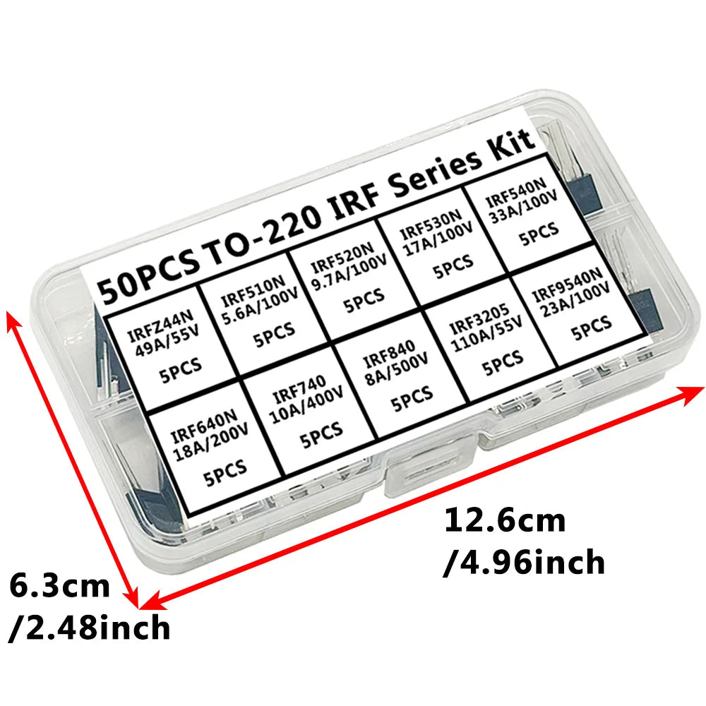 50PCS TO-220 MOSFET Power Transistor Kit – IRF Series Assortment