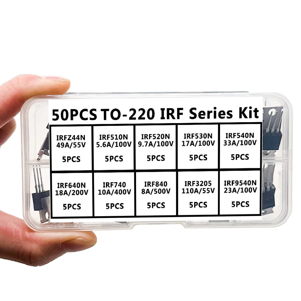 50PCS TO-220 MOSFET Power Transistor Kit – IRF Series Assortment