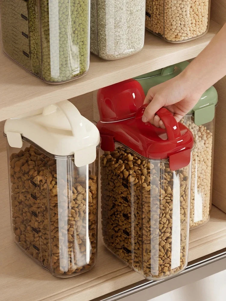 Pet Food Storage Container Airtight Dog Cat Bin Lid Handle Pour Spout