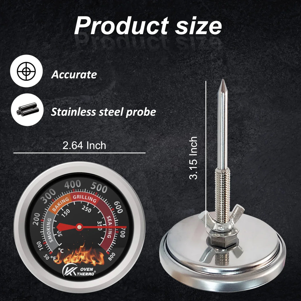 BBQ Grill Thermometer – Dual Scale 50–800°F Oven Temp Gauge