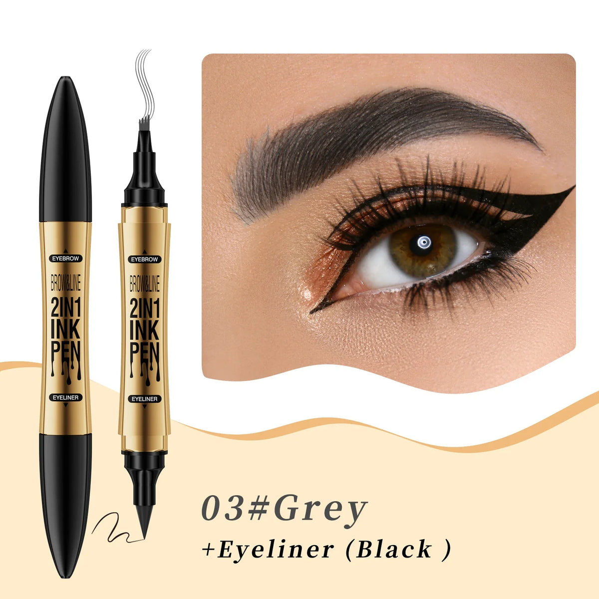 Hello Kiss 4-Tip Liquid Eyebrow Pen – Waterproof & Long-Lasting