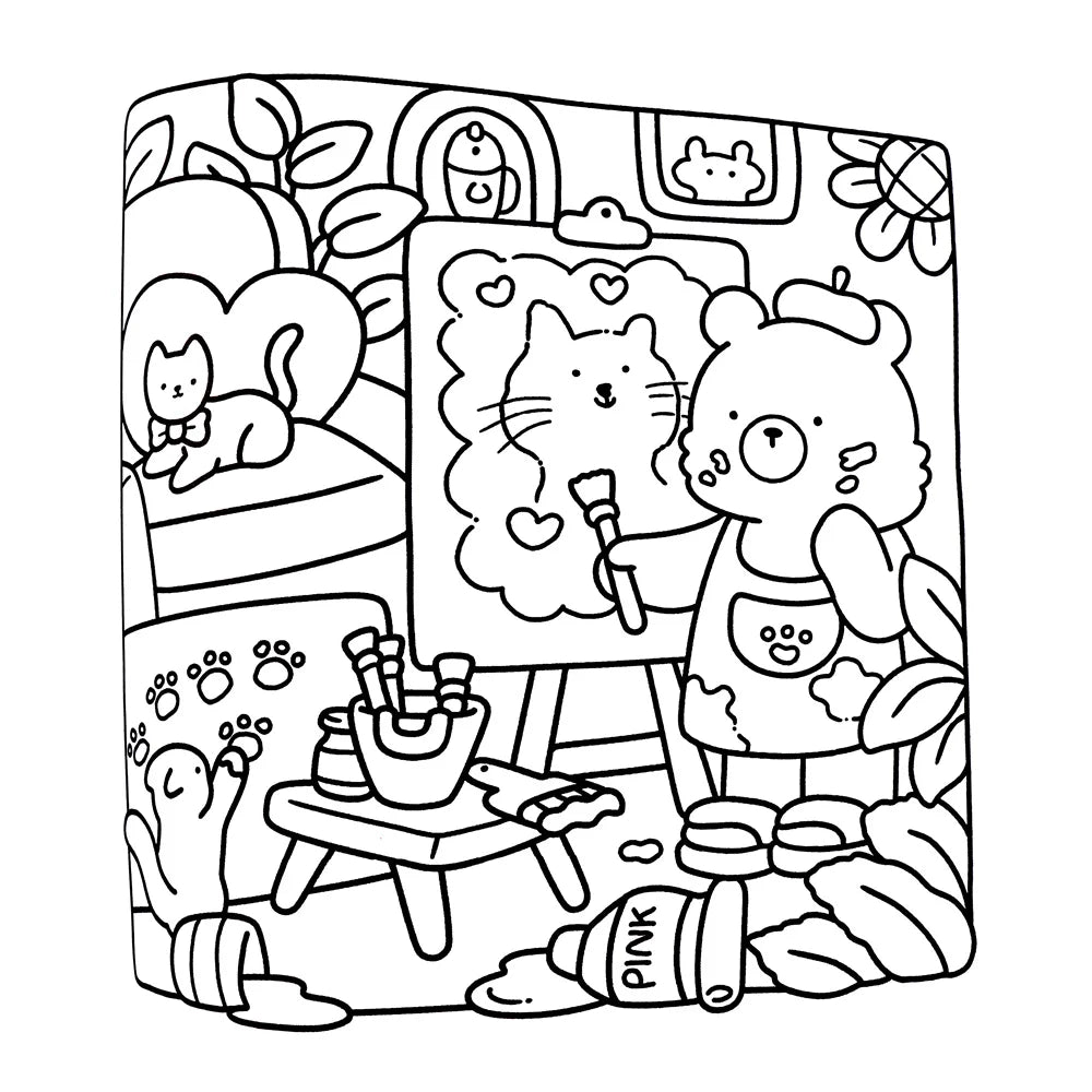 Halloween Coloring Book COZY FRIENDS Adults Teens Featuring Adorable