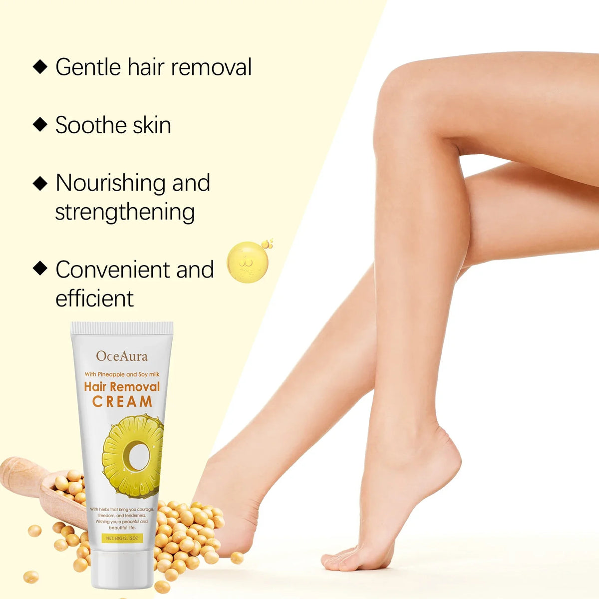 OceAura Natural Hair Removal Cream – Gentle & Moisturizing 60g