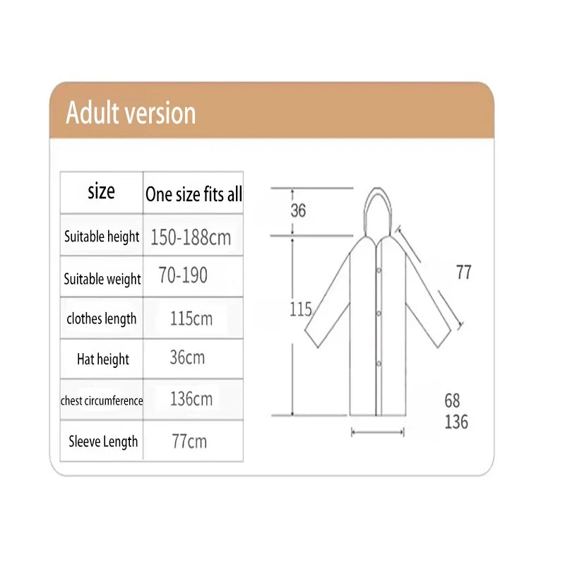 EVA Waterproof Hooded Raincoat – Unisex Long Rain Jacket