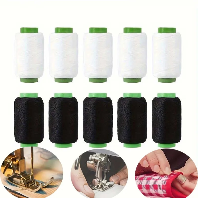 Black & White Sewing Thread Set with Assorted Hand Needles