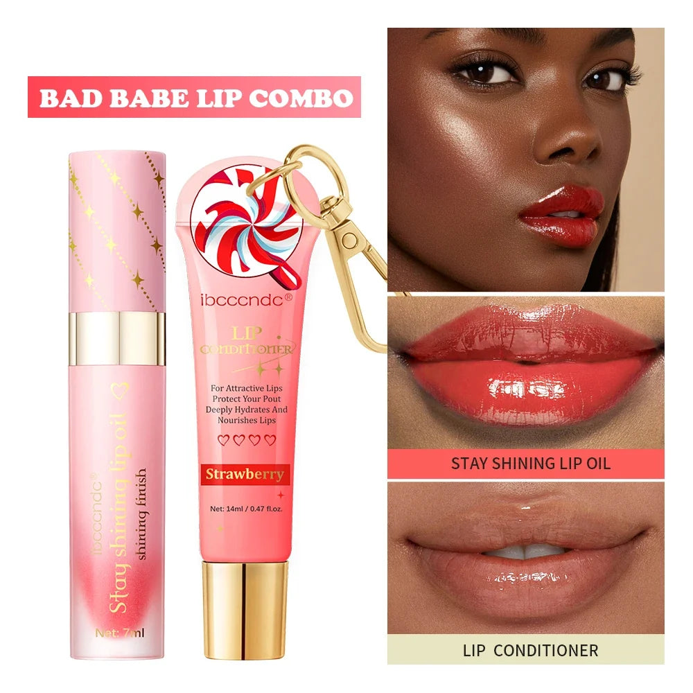 ibcccndc Tinted Lip Oil & Conditioner Duo | Glossy Plumper Set