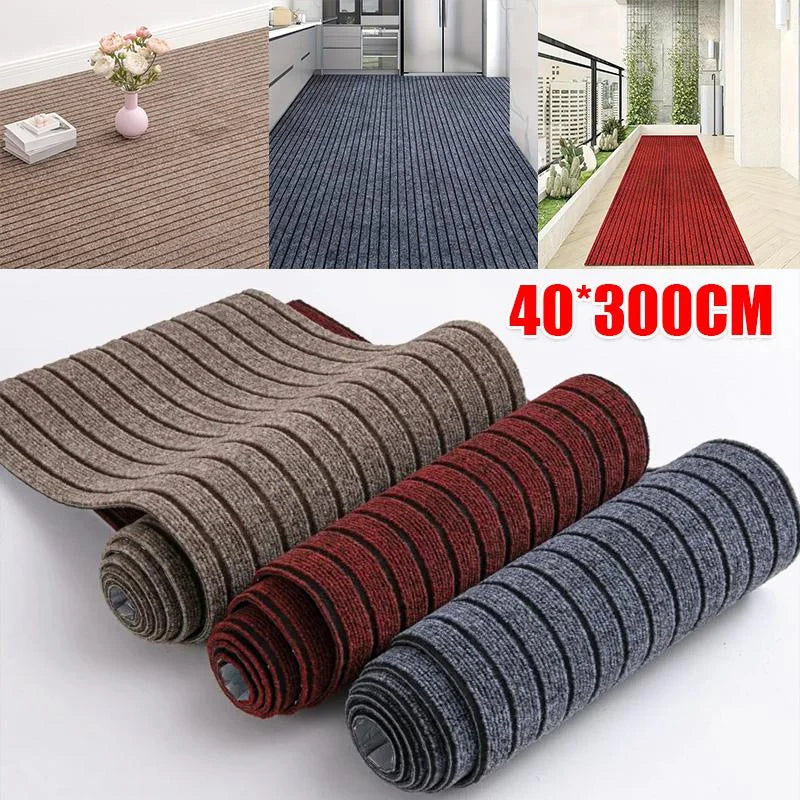 Anti-Slip Hallway Runner Rug 40x300cm – Striped Kitchen Mat