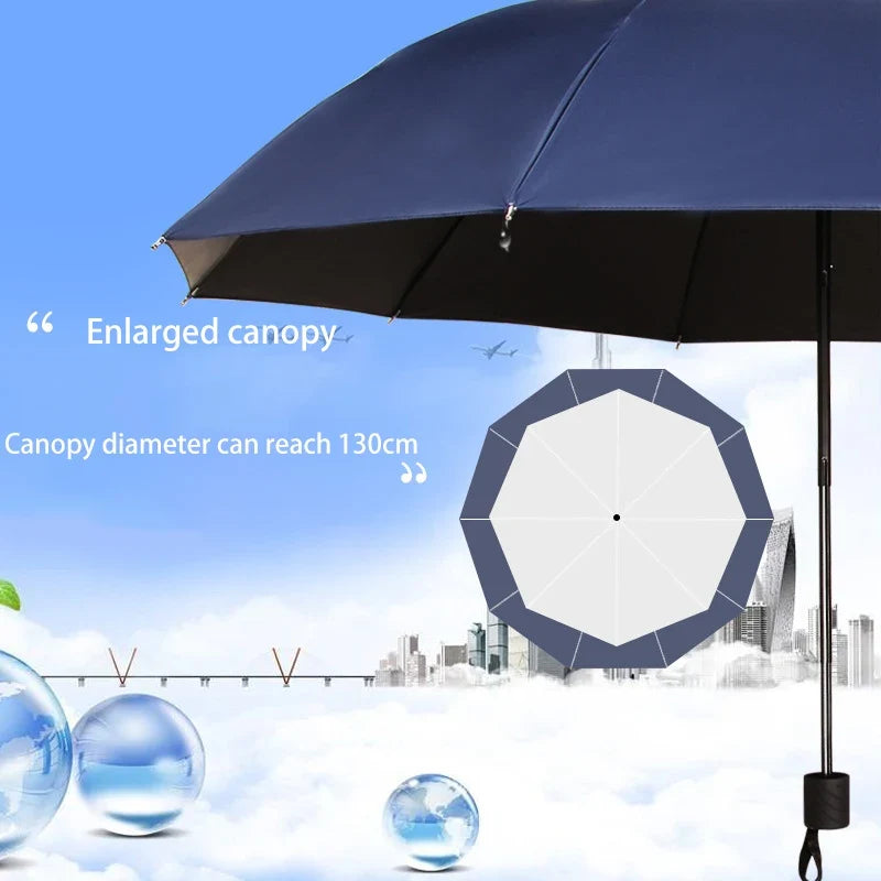 130cm Extra-Large Windproof Folding UV Umbrella | Sun & Rain
