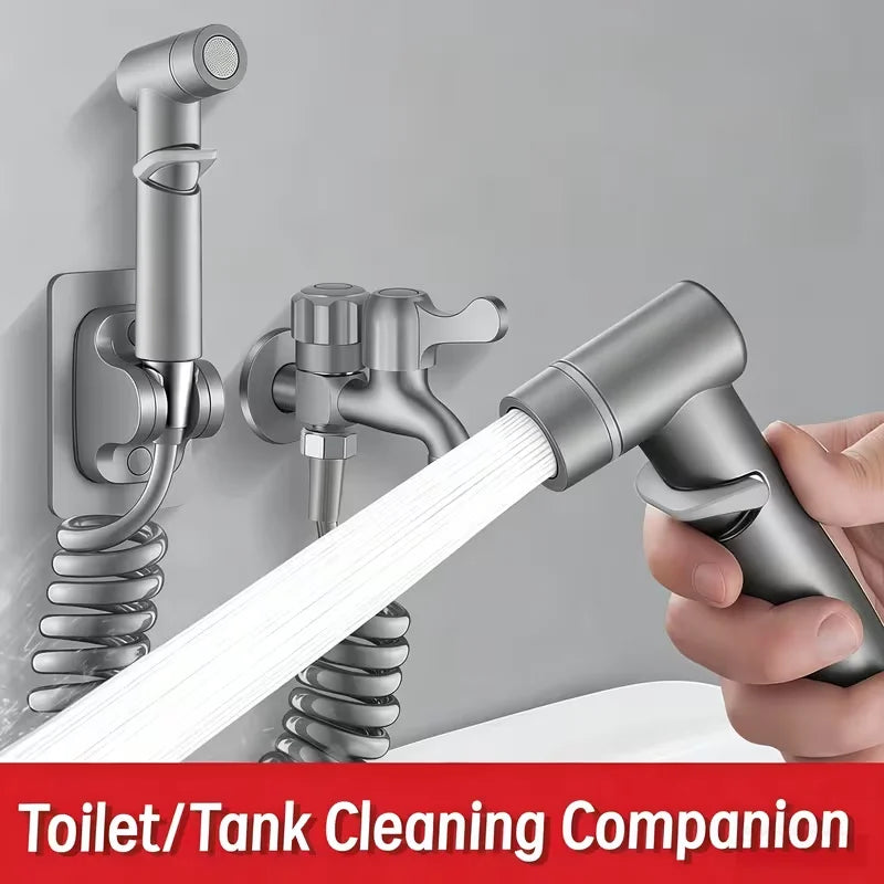 2-Pack Telescopic Handheld Bidet Sprayer Kit | Chrome ABS Spring Hose