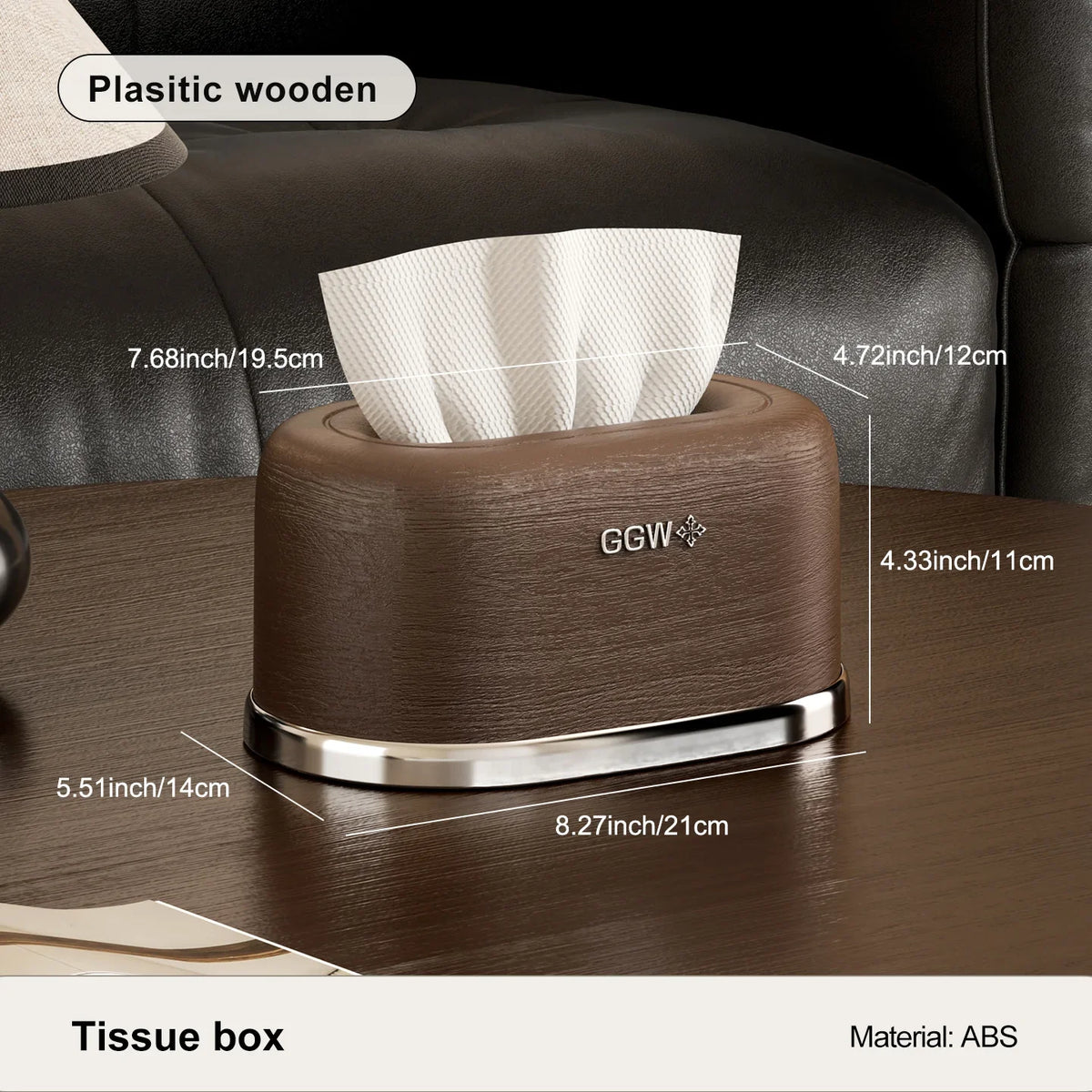 Wood-grain Design Plastic Tissue Box Desktop Holder Perfect As Home