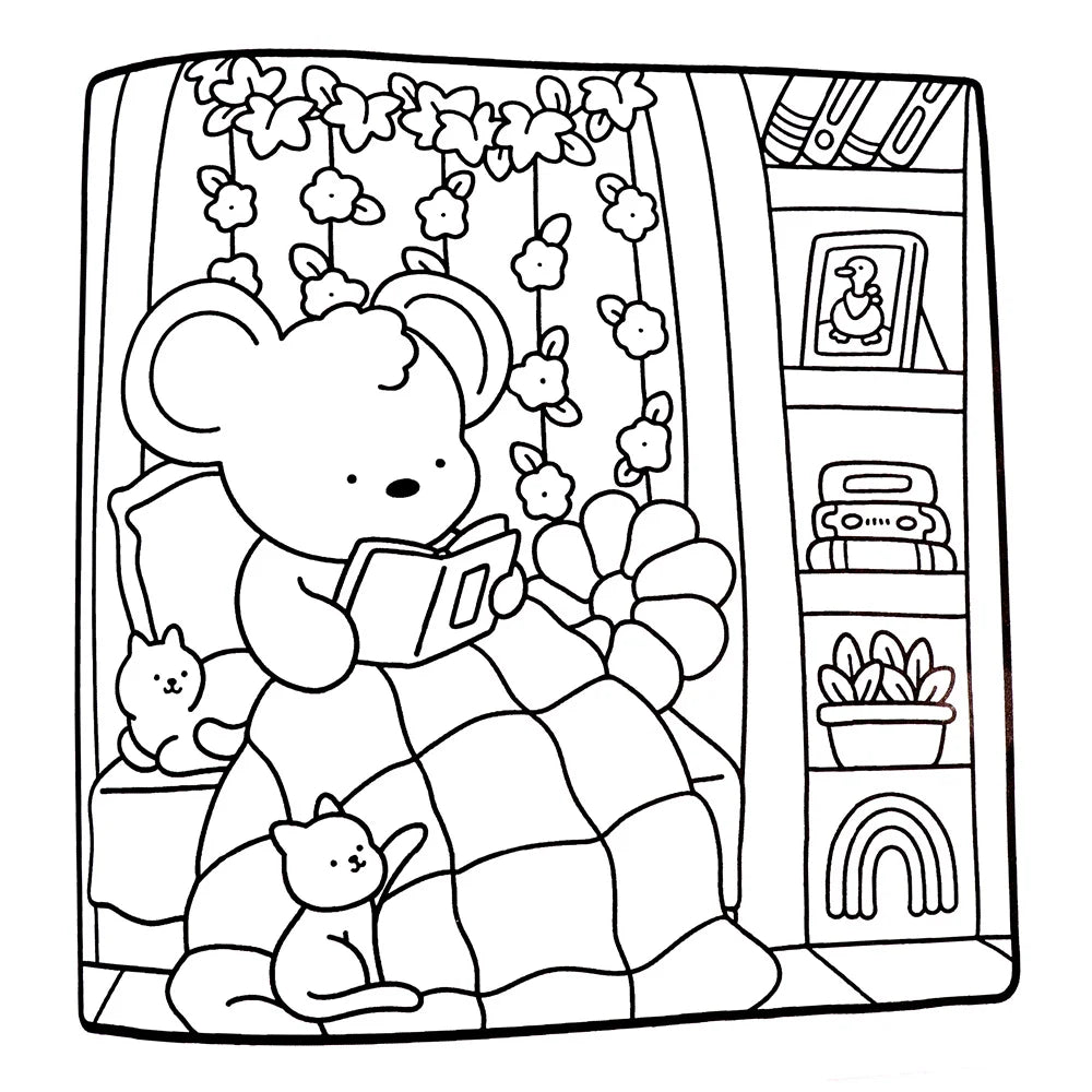 Halloween Coloring Book COZY FRIENDS Adults Teens Featuring Adorable