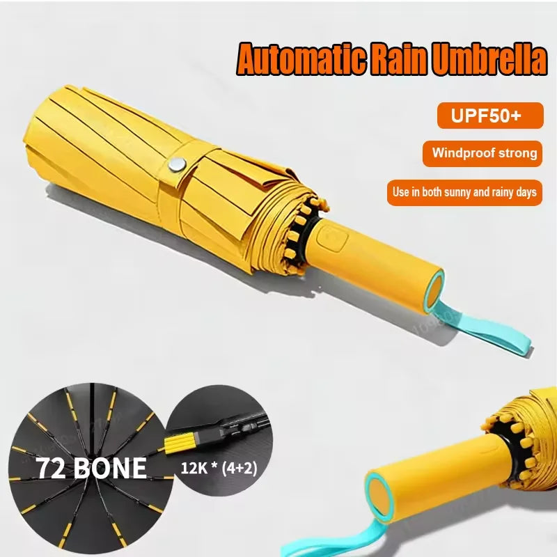 Automatic Folding Umbrella – UPF50+ Windproof & Waterproof