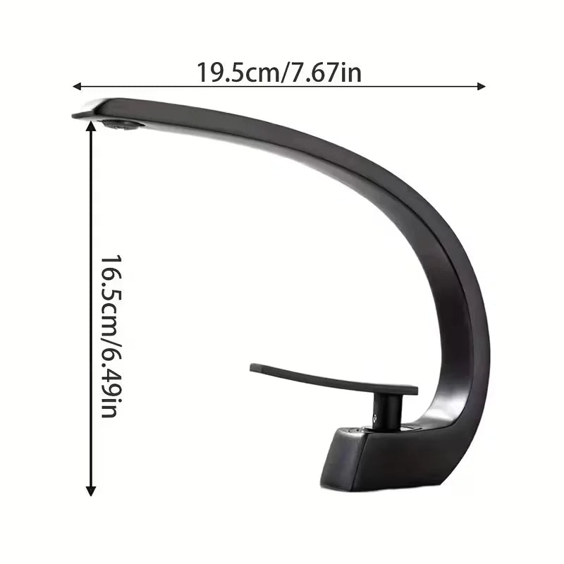 Nordic Brushed Black Waterfall Bathroom Faucet | Single Hole