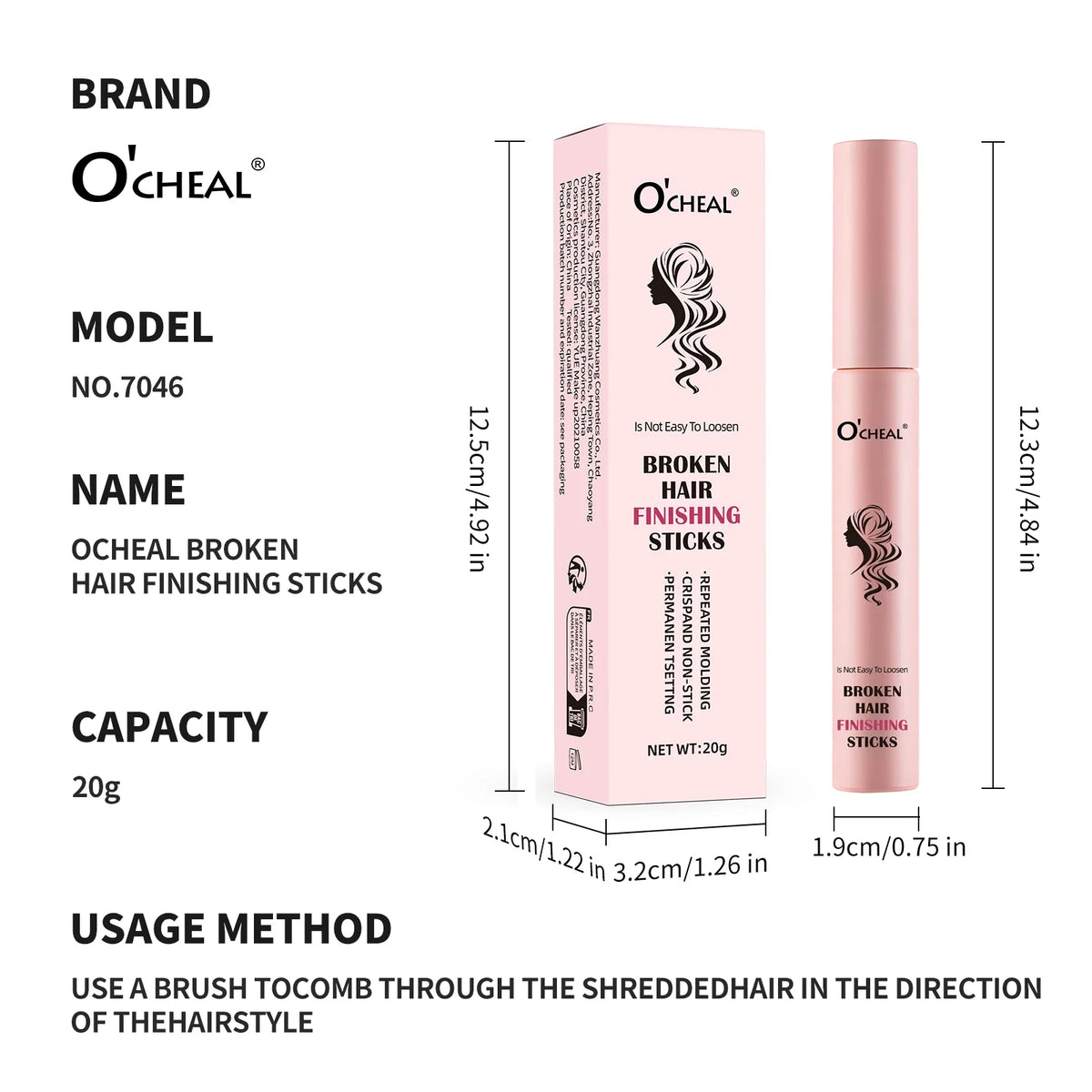 O'CHEAL Anti-Frizz Hair Wax Stick | Portable Styling Cream 20g